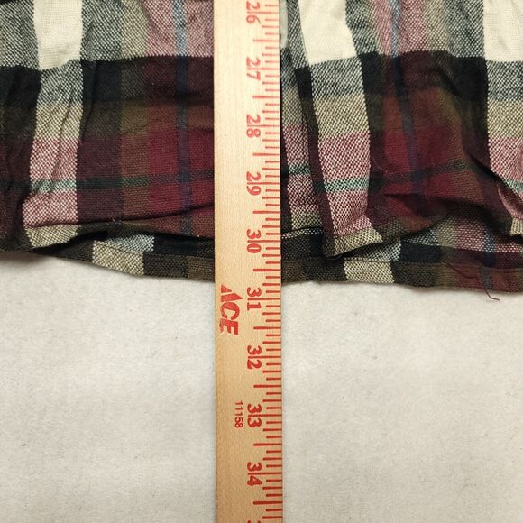 Van Heusen Tartan Casual Flannel Button Up Shirt Mens Size M Maroon Green - Picture 7 of 11